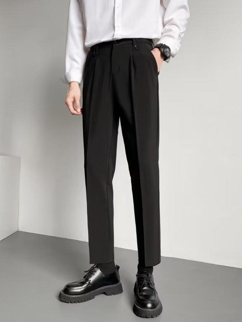 Men's Slim Fit Ankle-Length Dress Pants | Hazel & June Black