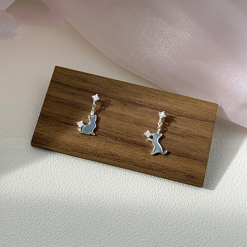 Mila Silver Kitten Studs 3