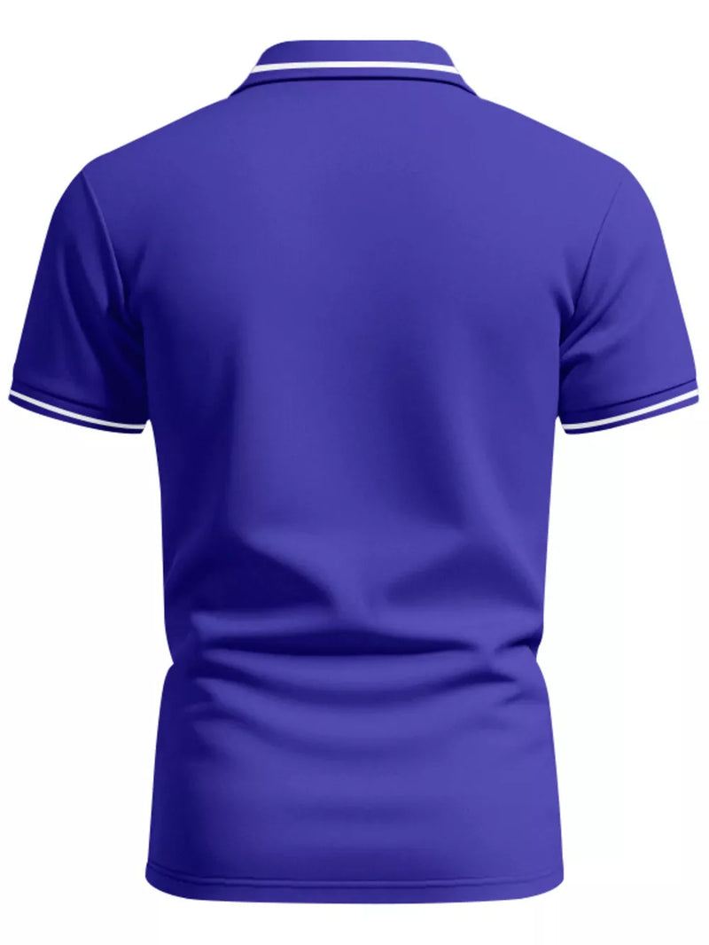 Men's Full Size Contrast Trim Short Sleeve Polo Plus Size 4