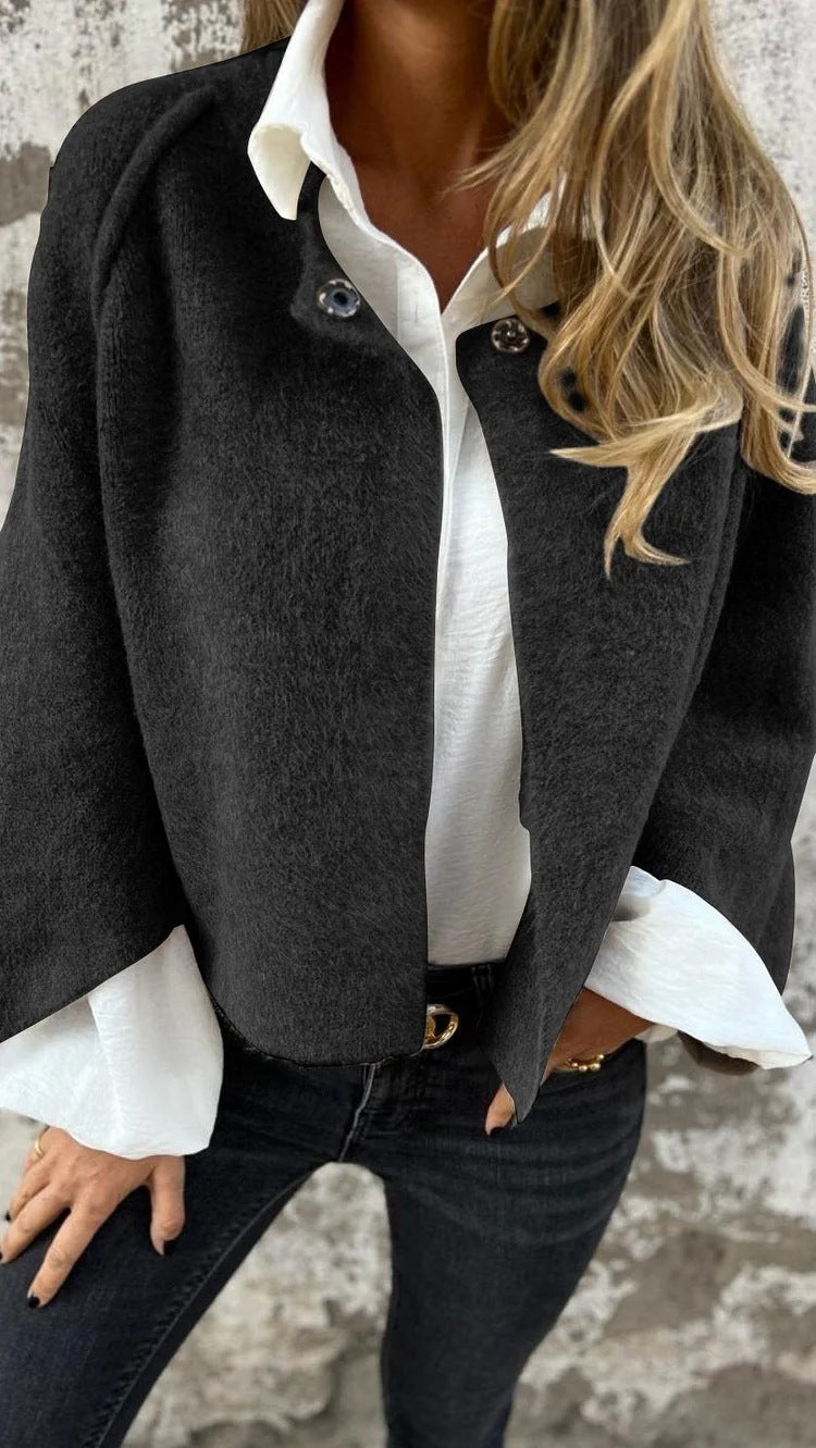 Noa Batwing Cropped Layer — Black