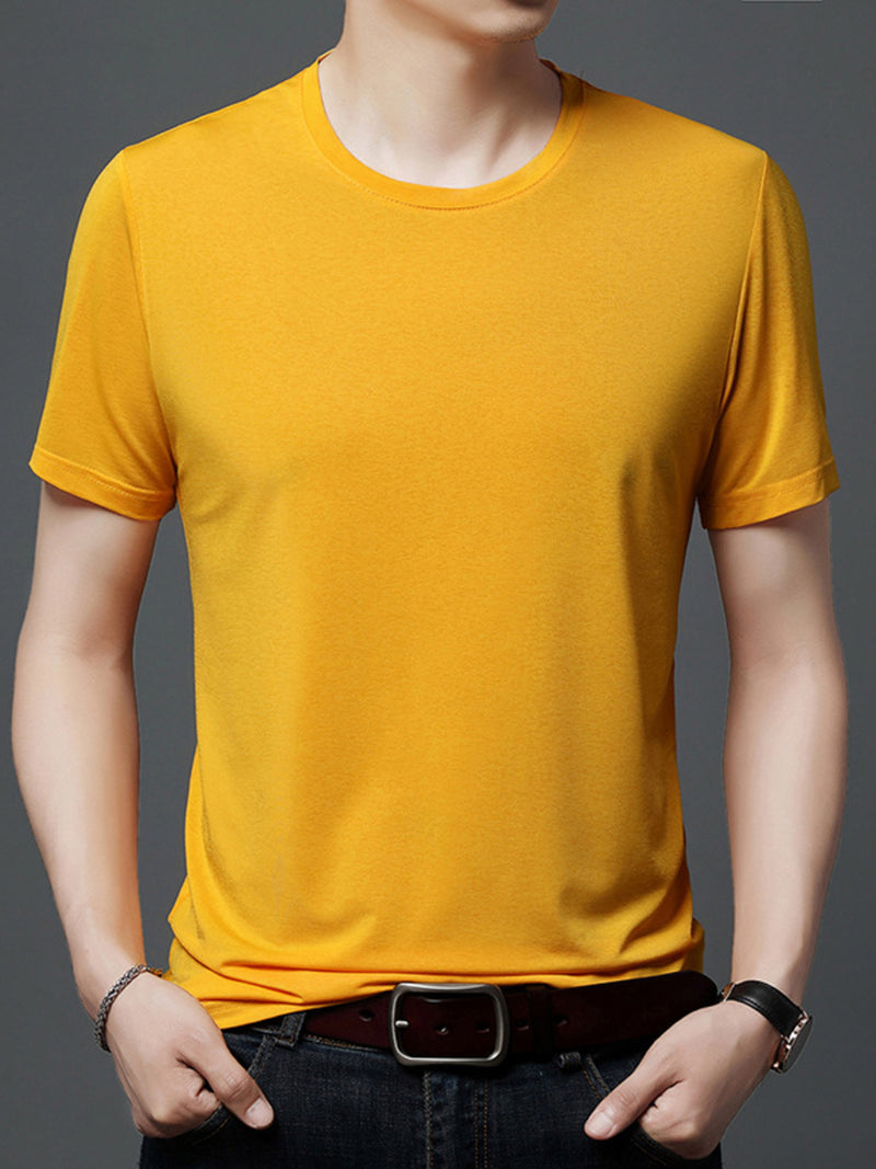 Men's Plus Size Classic Crew Neck Basic T-Shirt | Hazel & June Gold