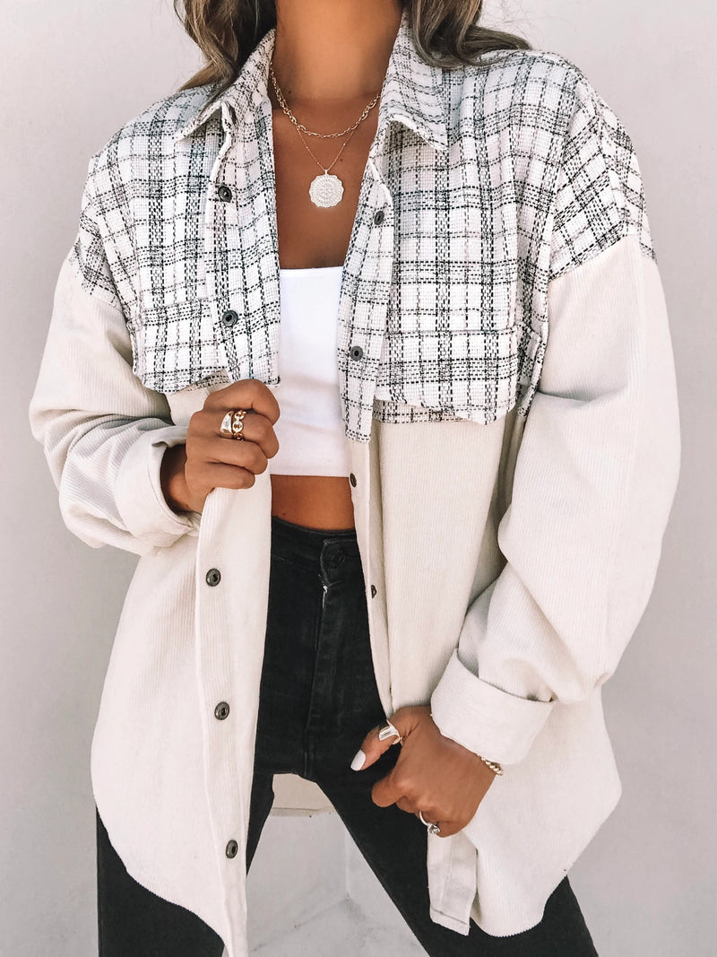 Iris Plaid Top in Beige