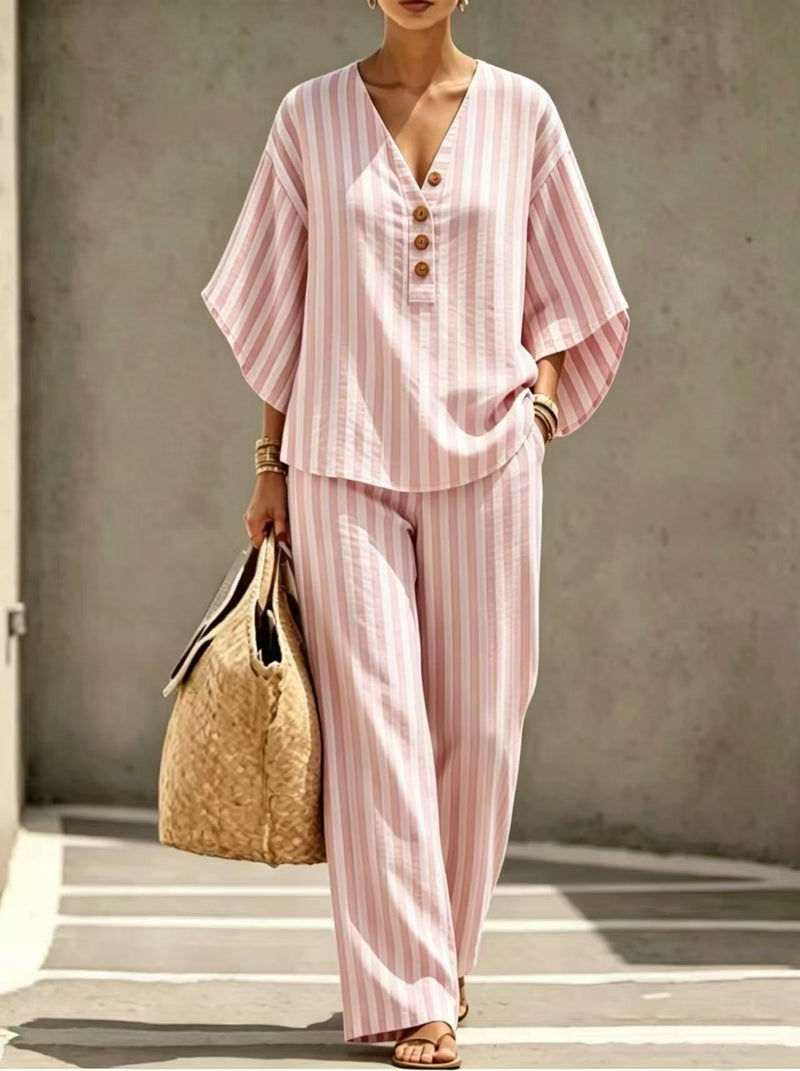 Striped Linen Shirt & Pant Set 3