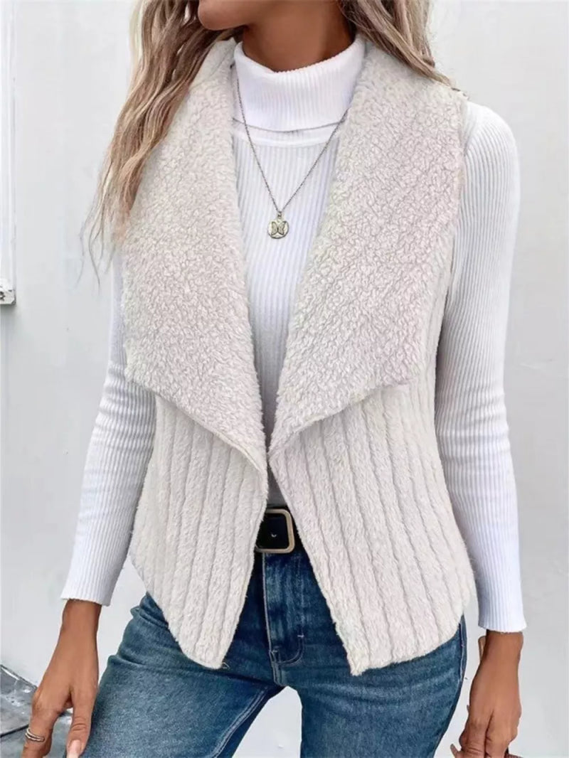 Cozy Fleece Open Front Vest Coat 7