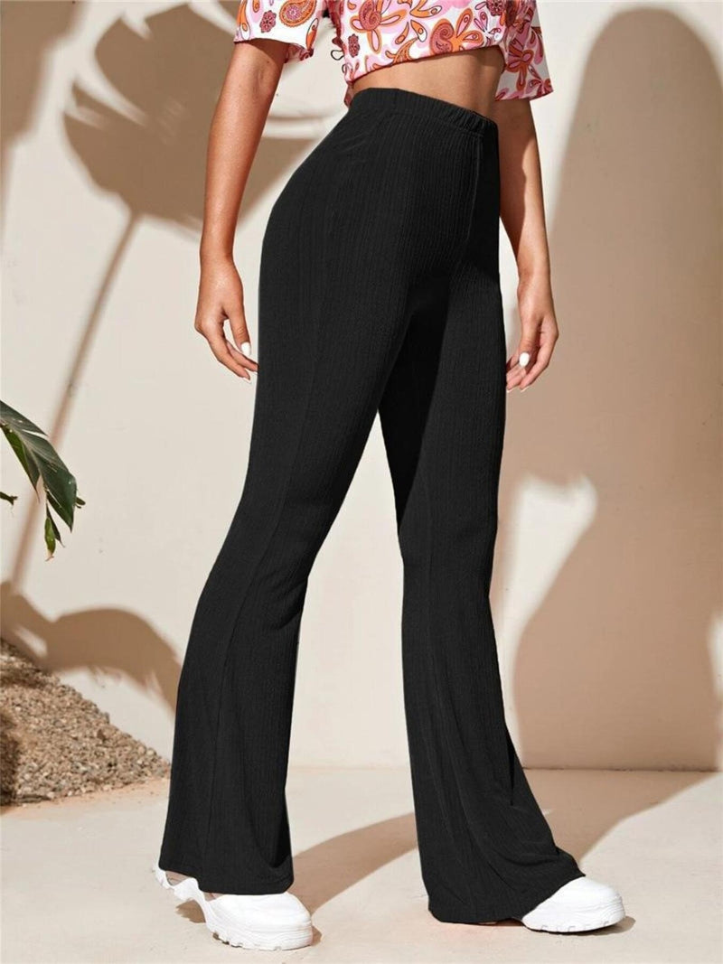 Full Size High-Waist Flare Active Pants Plus Size | Hazel & June Black