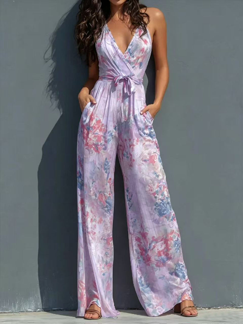 Floral Wide-Leg Belted Jumpsuit 2