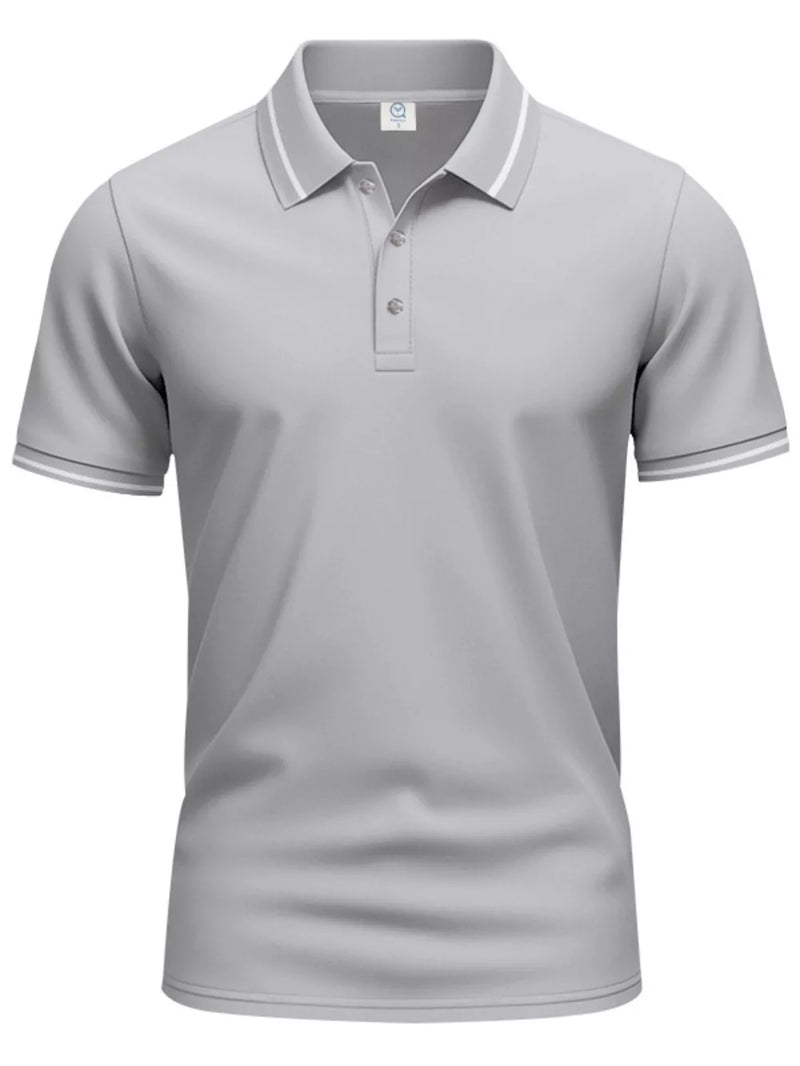 Men's Full Size Contrast Trim Short Sleeve Polo Plus Size 7