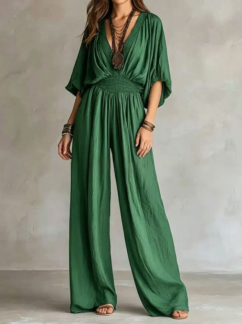 Indigo Batwing Wide-Leg Jumpsuit 4