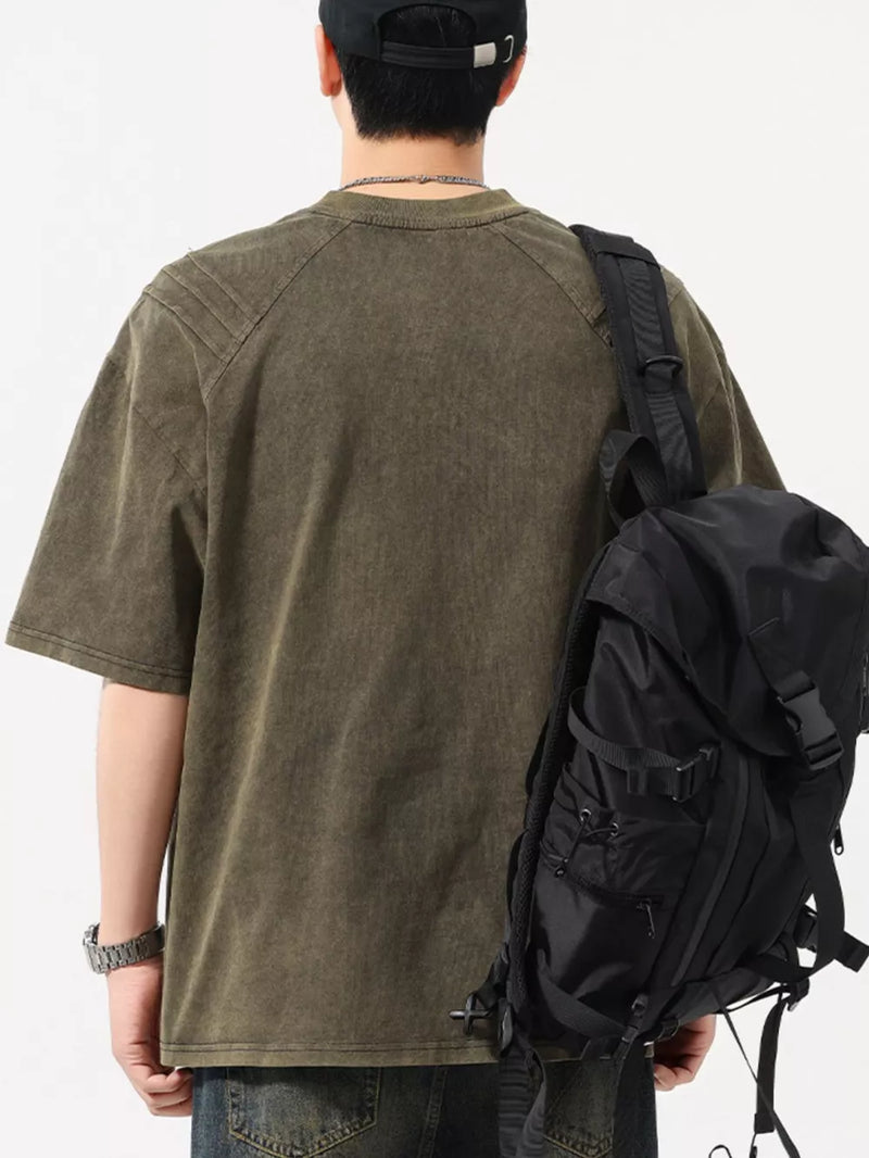 Men's Plus Size Vintage Washed Round Neck Tee 3