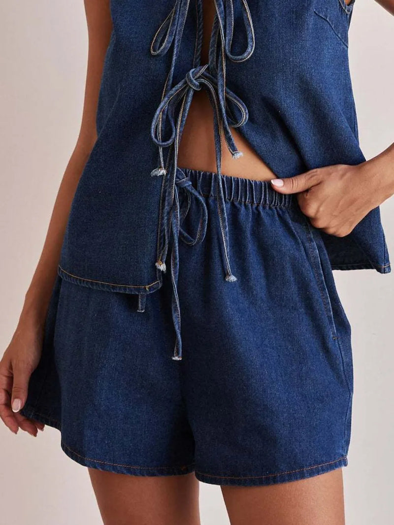Elastic Waist Denim Shorts | Hazel & June Medium