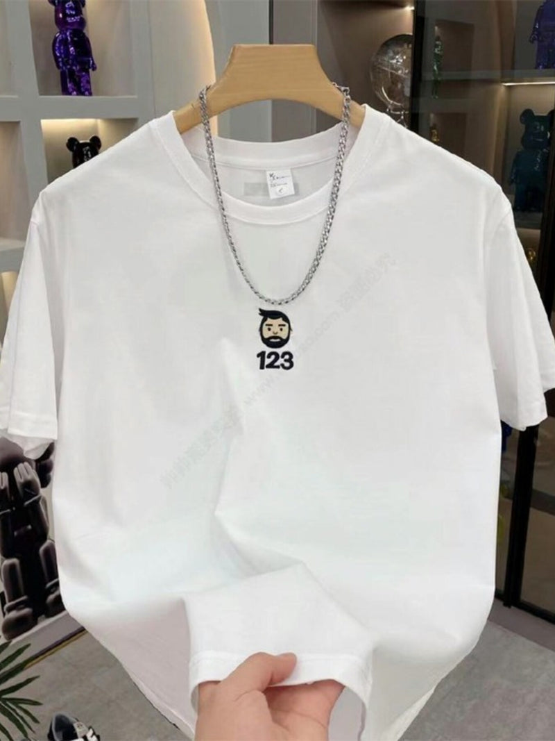 Men's Full Size Number 123 Round Neck T-Shirt Plus Size 4