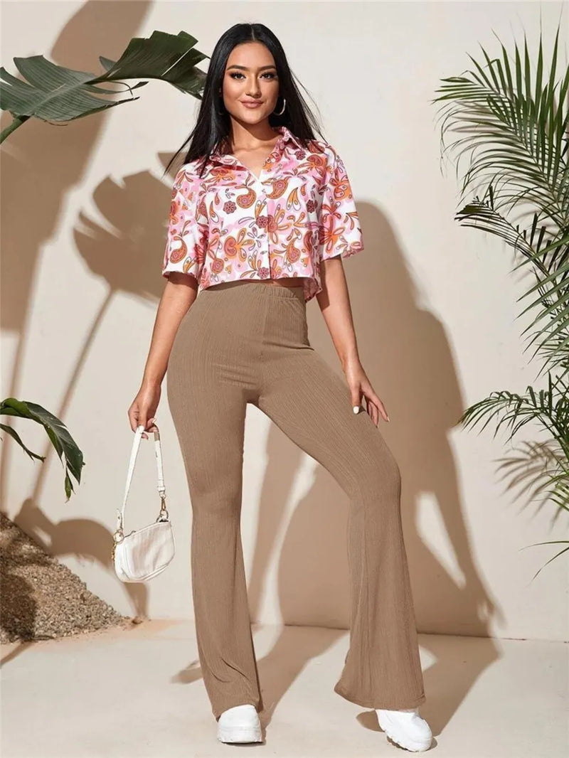 Full Size High-Waist Flare Active Pants Plus Size 3