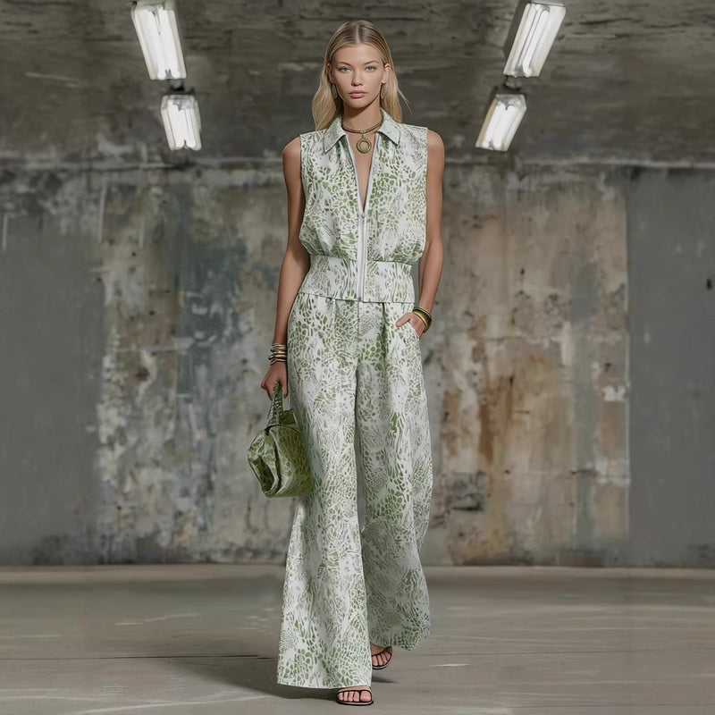 Sage Jacquard Vest & Wide-Leg Set 4