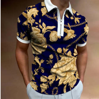 Silas Printed Stripe Polo Tee — PLLD192