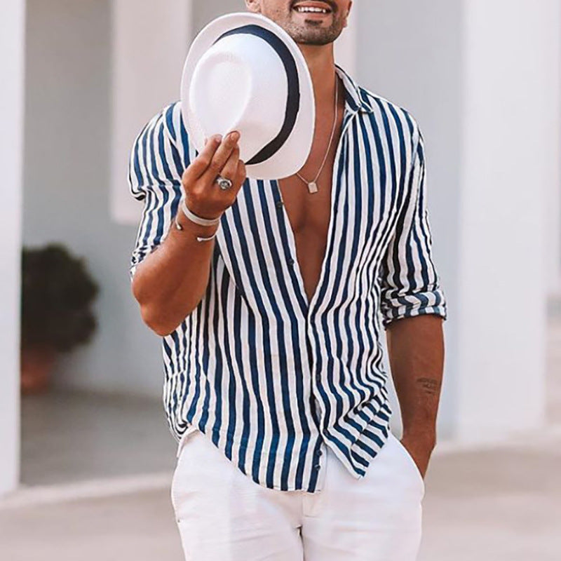 Juniper Striped Shirt in Navy Blue