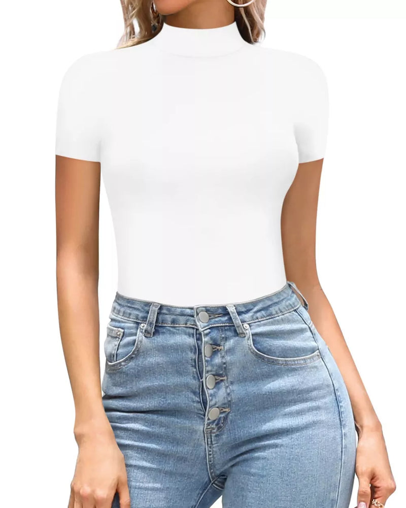 Mock Neck Short Sleeve Bodysuit 8
