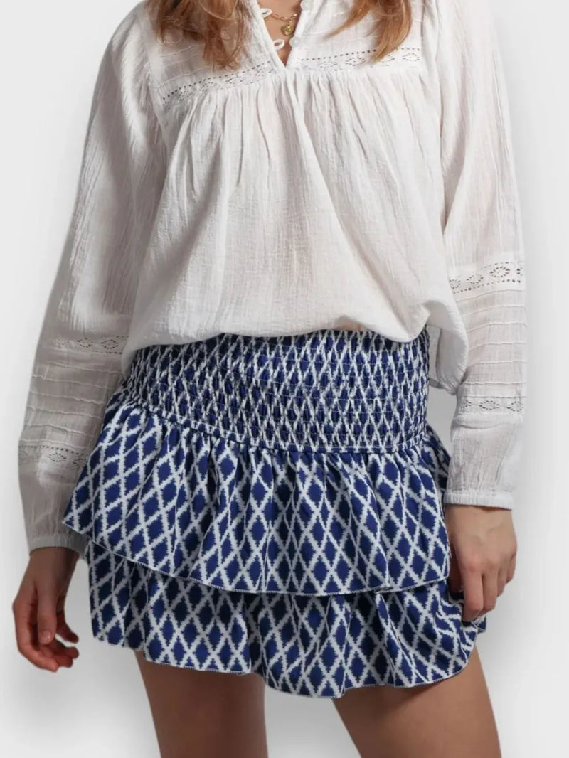 Smocked Wideband Waist Layered Mini Skirt 7
