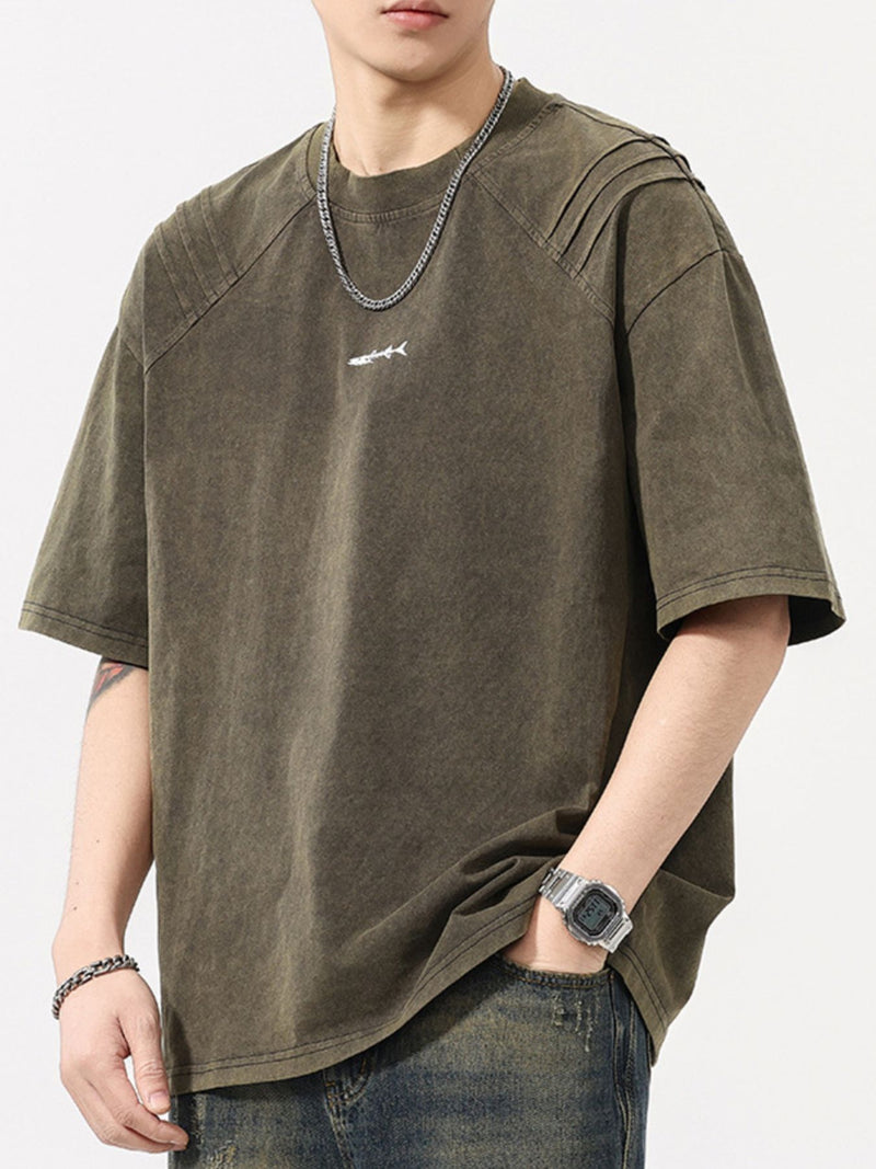 Men's Plus Size Vintage Washed Round Neck Tee 8