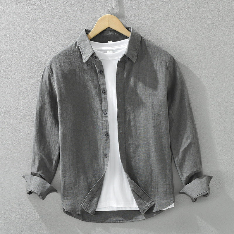 Artisan Linen-Look Long Sleeve Shirt — Smoky Gray