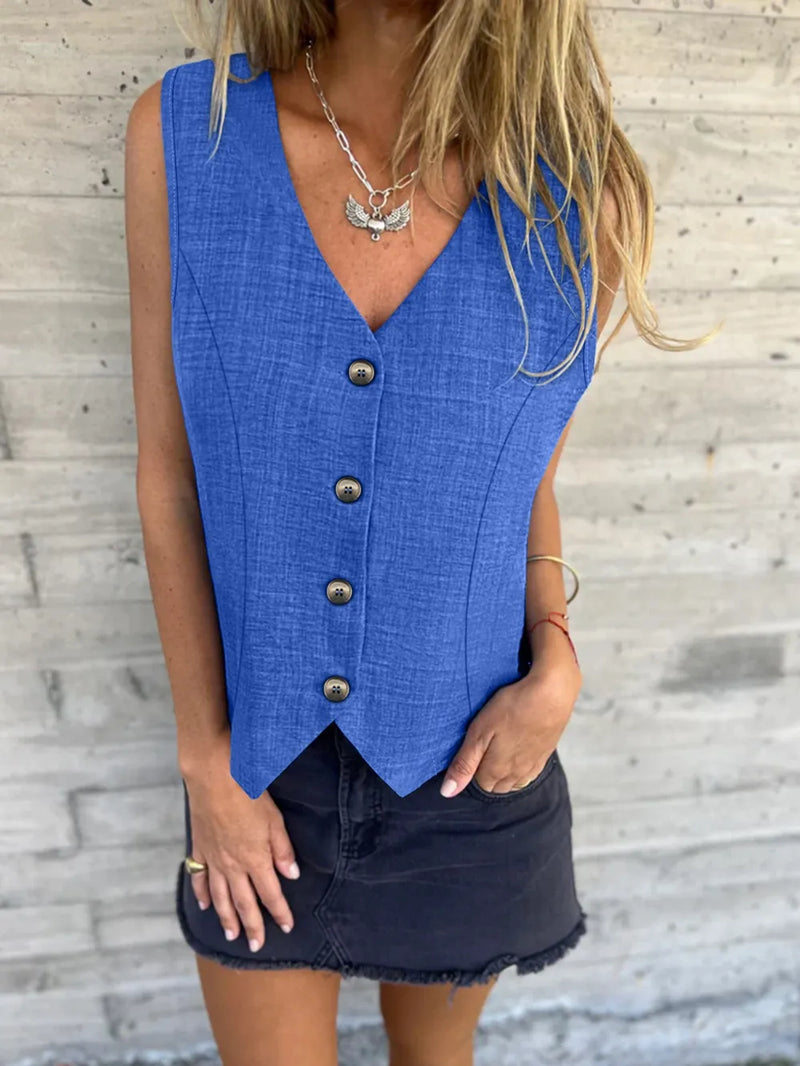V-Neck Button Up Vest Coat 1