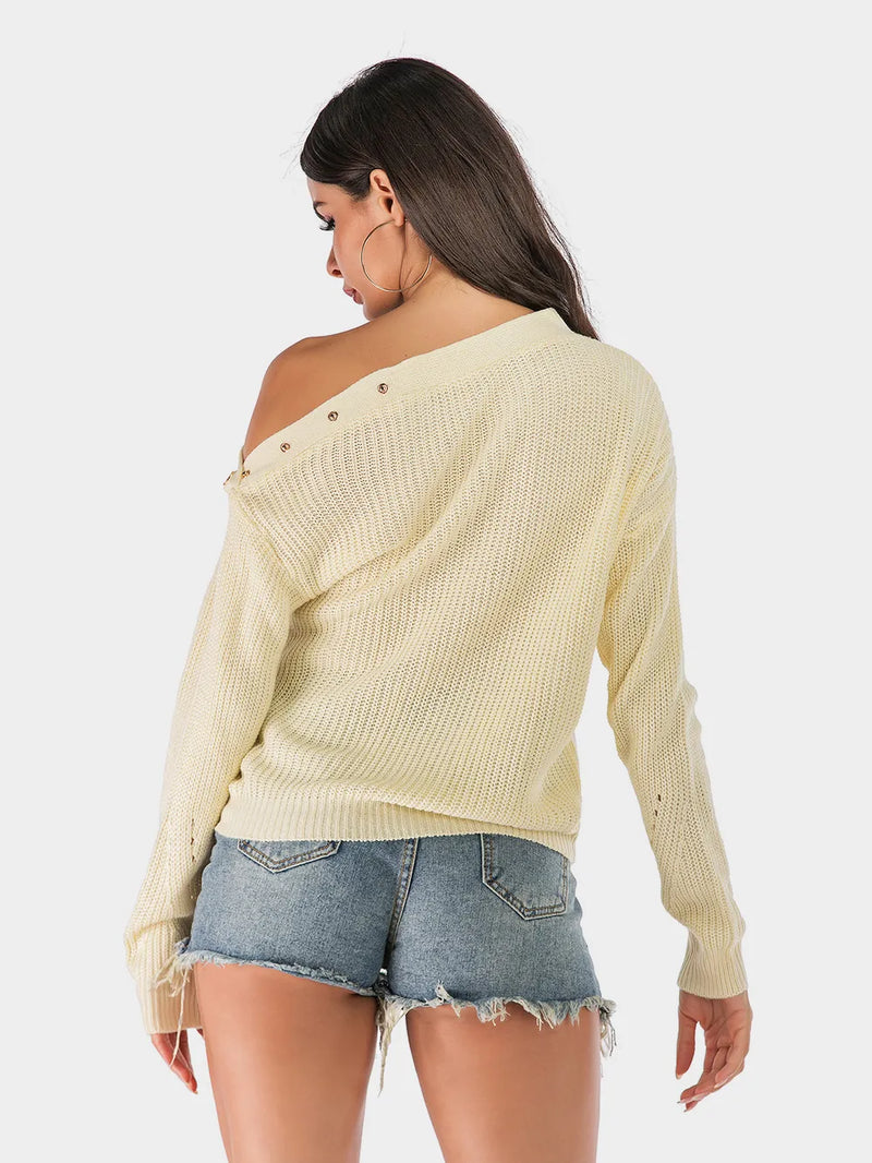 Perfee One Shoulder Long Sleeve Sweater 2