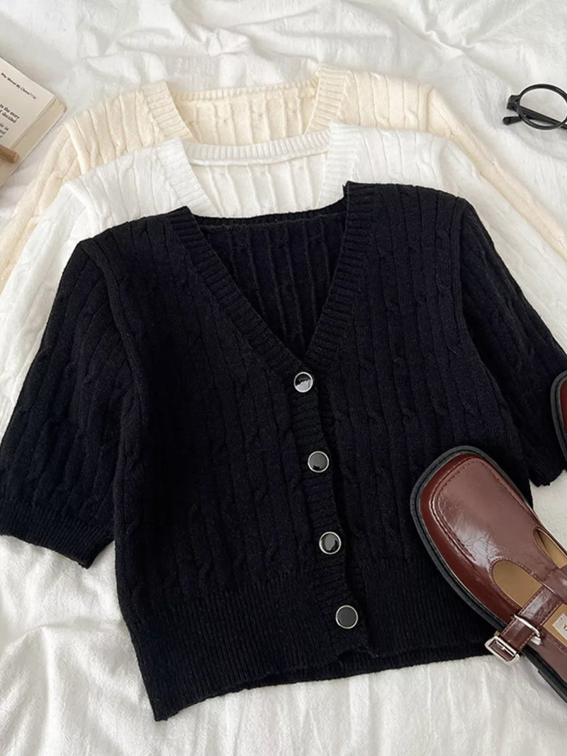 Texture Knit Button Down Cardigan 2