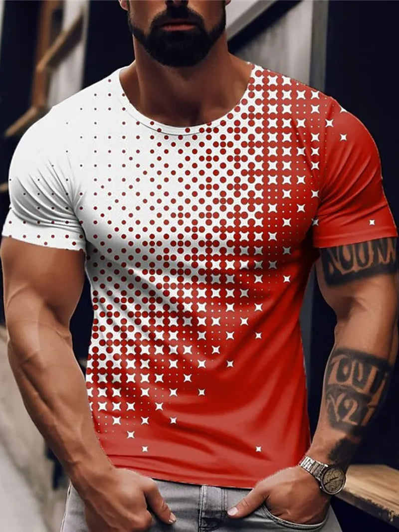 Men's Full Size Gradient Dot Print T-Shirt Plus Size 5
