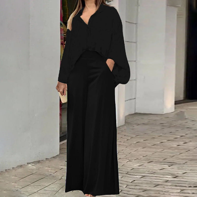 Azalea Watercolour Wide-Leg Two-Piece — Black