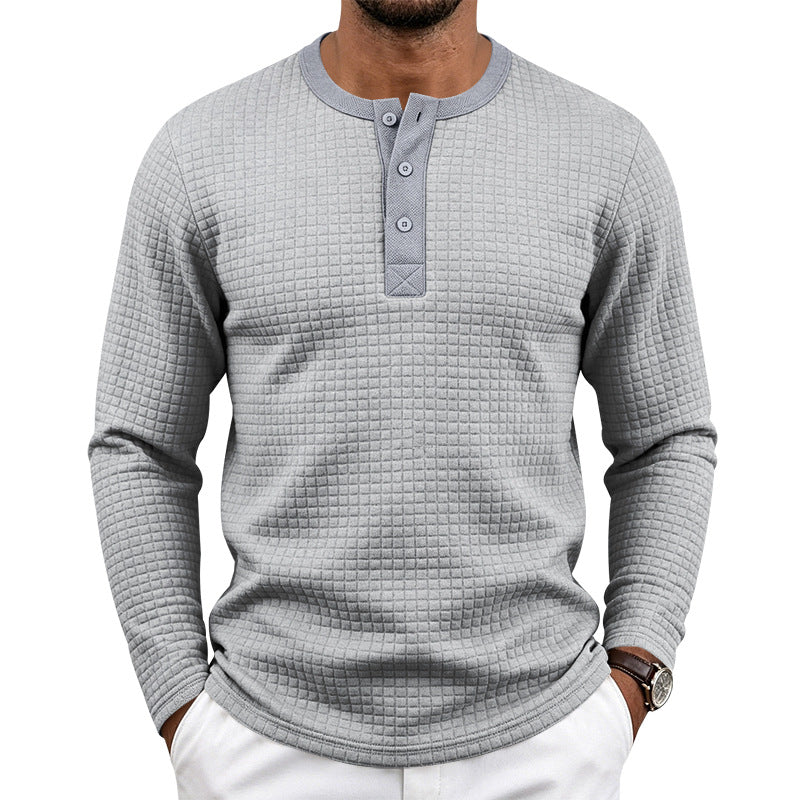 Jacquard Plaid Henley 5