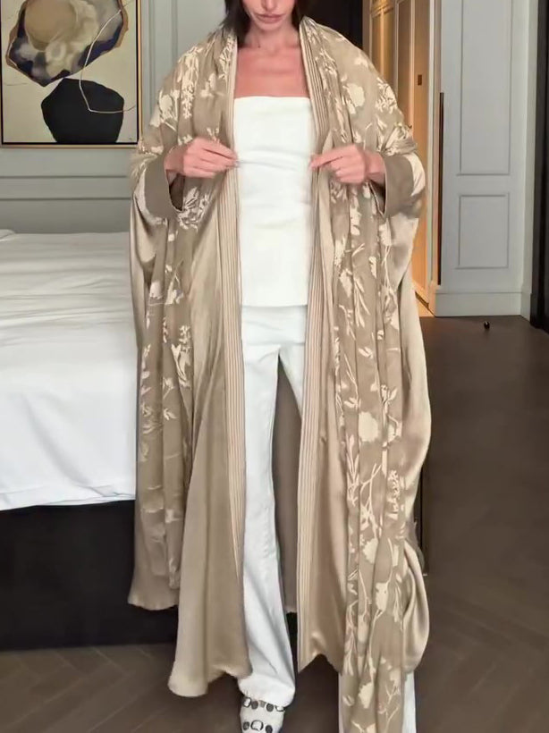 Beige Floral Jacquard Kimono Cardigan 3