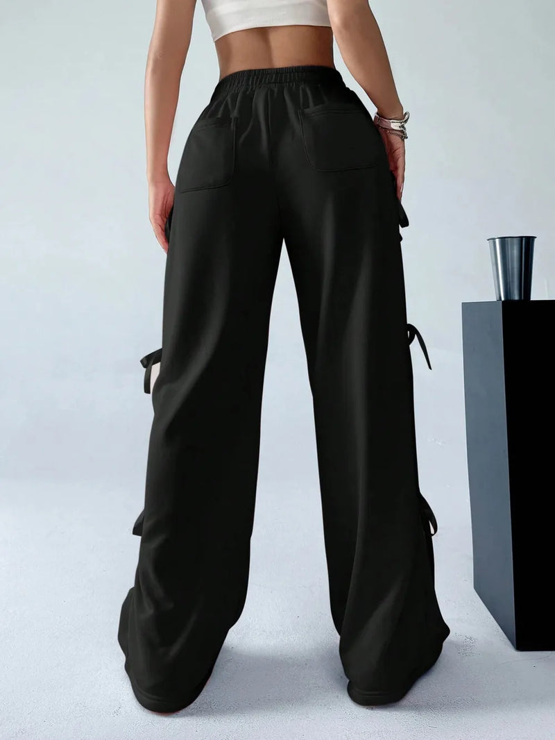 Cargo Wide Leg Pants with Side Tie Details 6