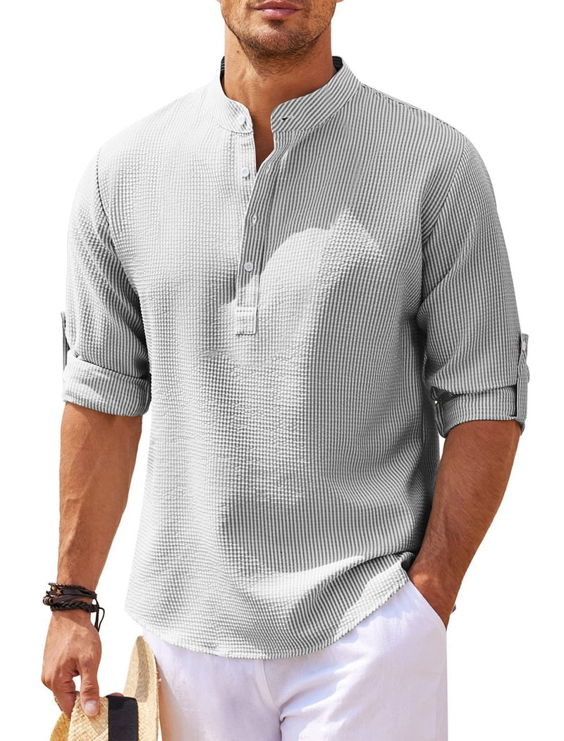 Stone Stand Collar Shirt — Light Gray