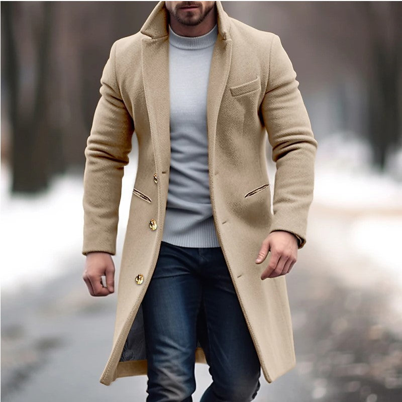 Bastian Single-Breasted Trench Coat — Khaki