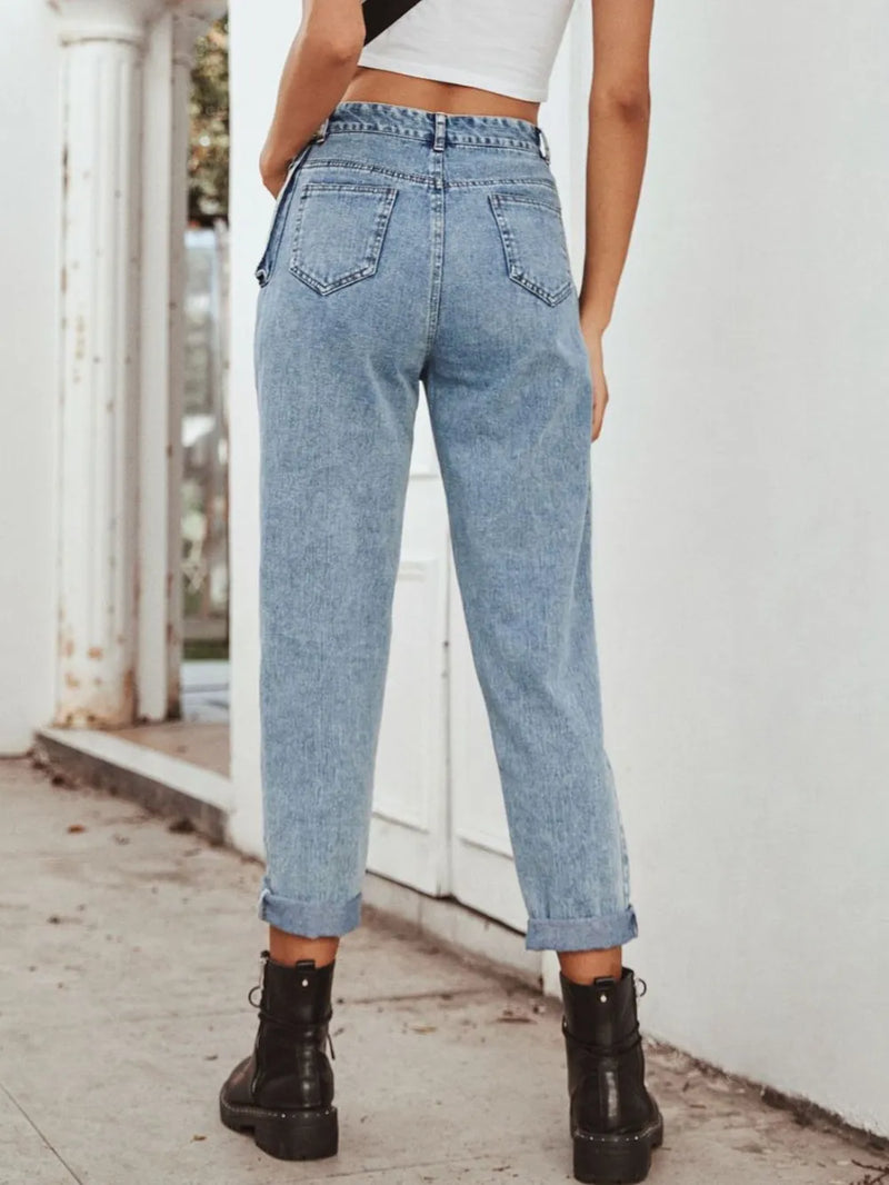 High Waist Straight Leg Jeans 6