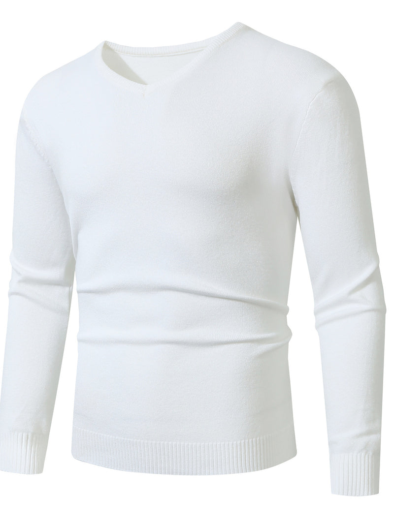 Men's Plus Size Ribbed Hem Long Sleeve Sweater | Hazel & June White