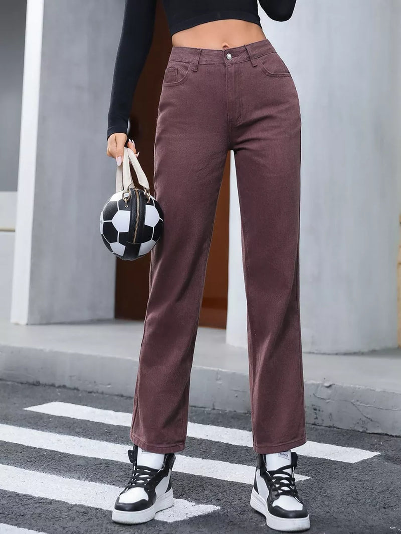 Straight Leg Jeans with Pockets 1