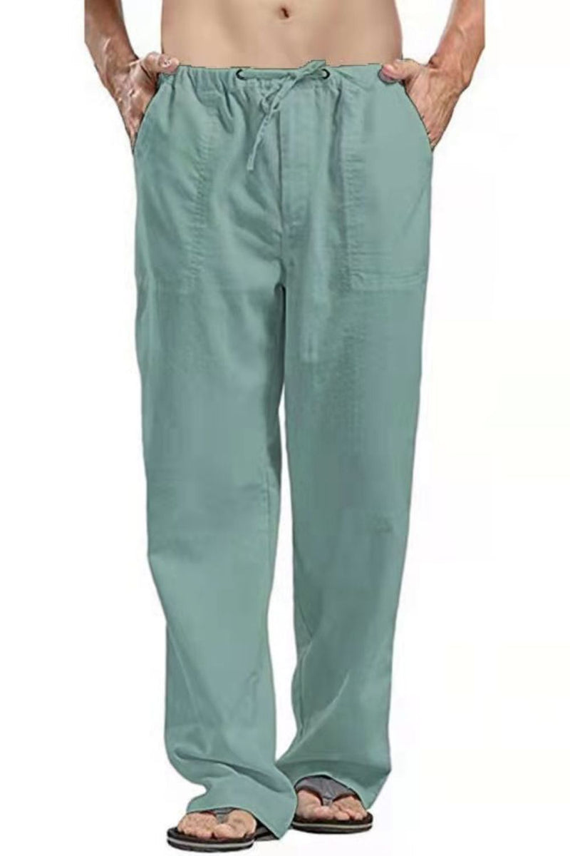 Men's Full Size Drawsrting Straight Leg Pants Plus Size Sage