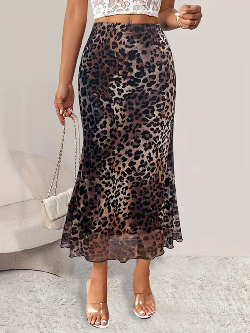 Leopard Print Midi Mermaid Skirt 1