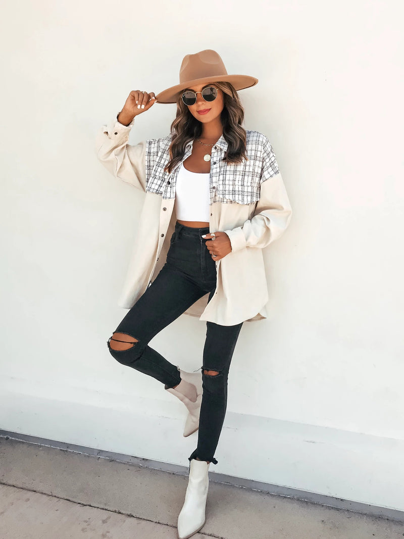 Iris Corduroy Plaid Shacket