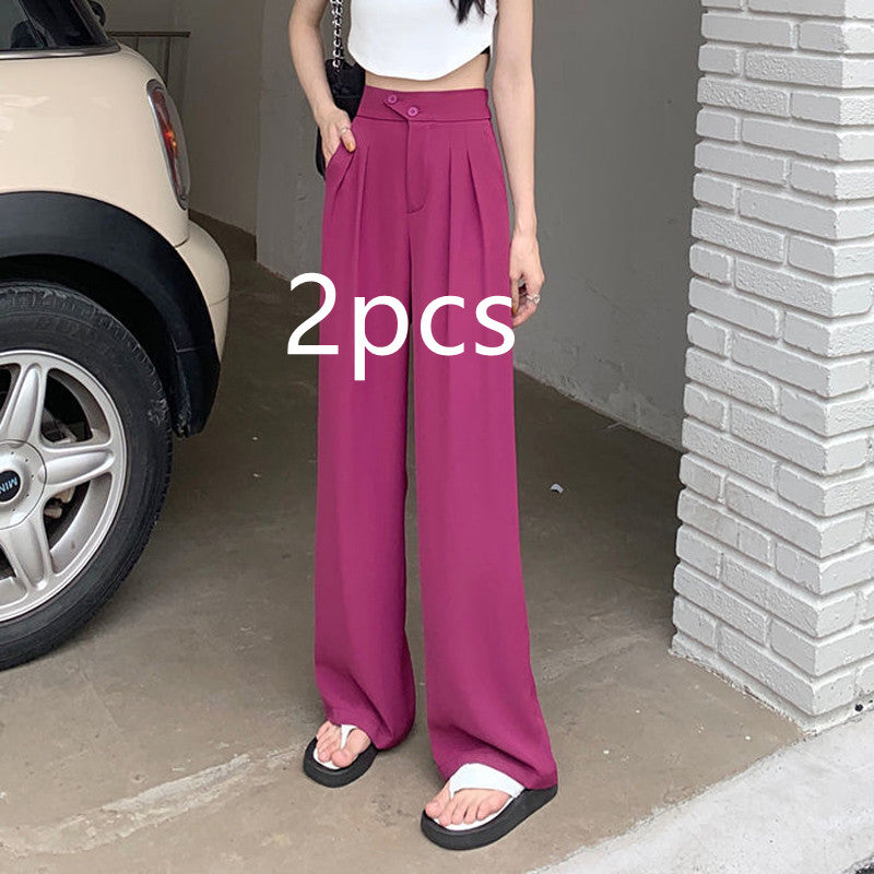 Clara Drape Wide Leg Pants — Dragon fruit 2pcs