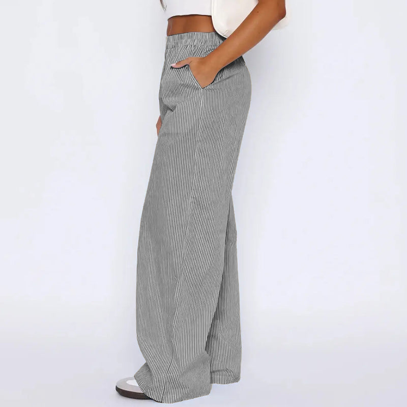 Lena Striped Pocket Pants — Gray