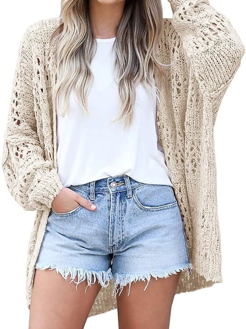 Openwork Open Front Lightweight Cardigan 8