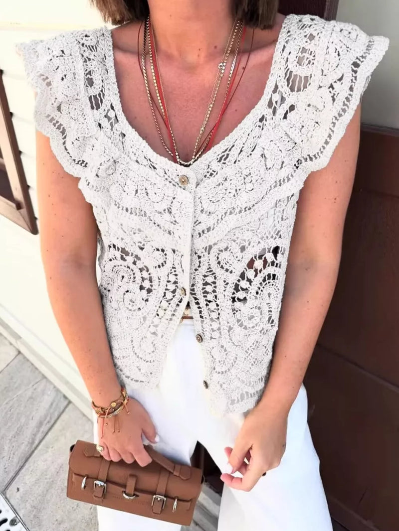 Crochet Lace Button Up Cardigan 5