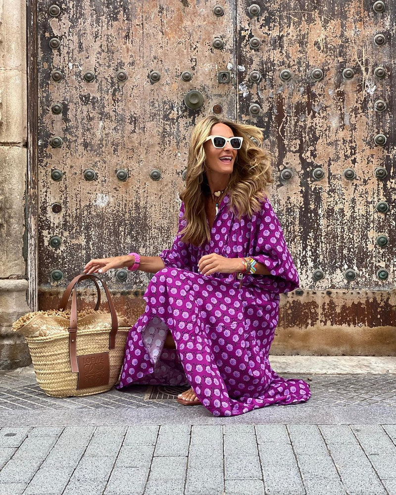 Marisol Bohemian Midi Dress — Purple