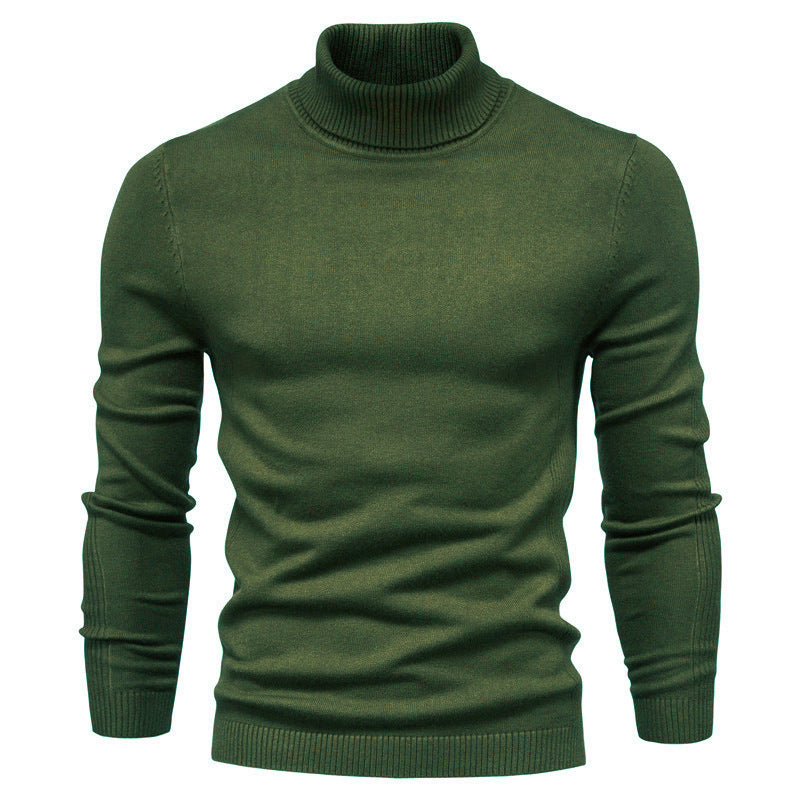 Grey Turtleneck Sweater — Army Green