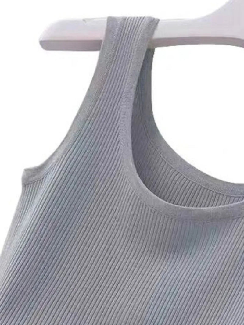 Plus Size Ribbed Knit Scoop Neck Tank Top 7
