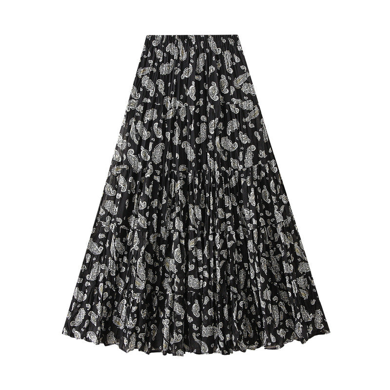Rosalind Vintage Floral Tiered Skirt — Paisley Black