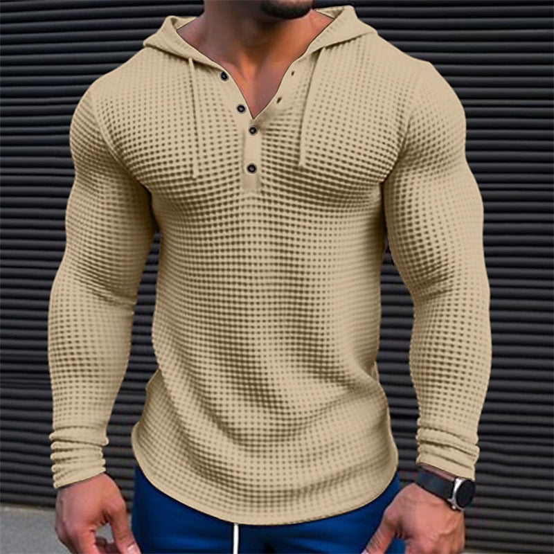 Ellis Waffle Long-Sleeve Tee — Khaki