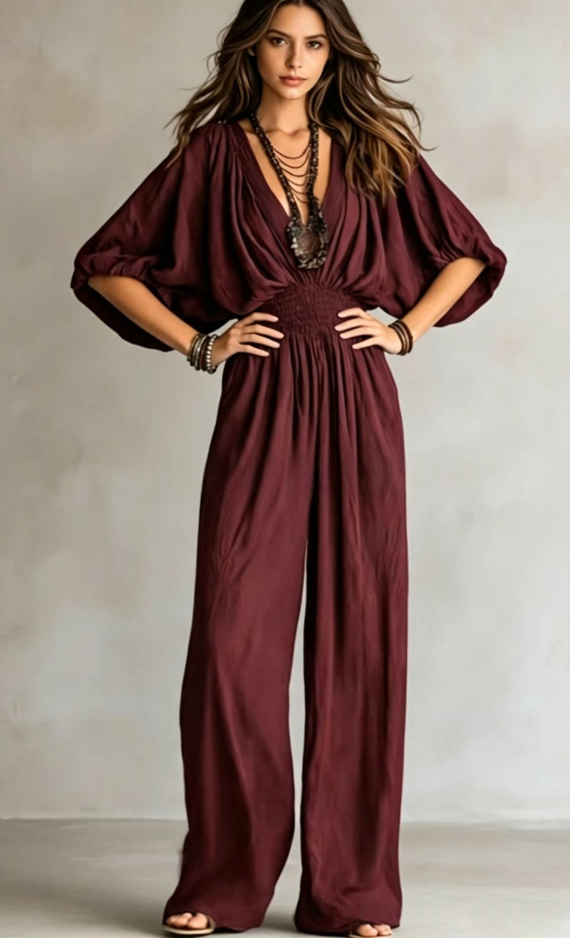 Indigo Batwing Wide-Leg Jumpsuit 5