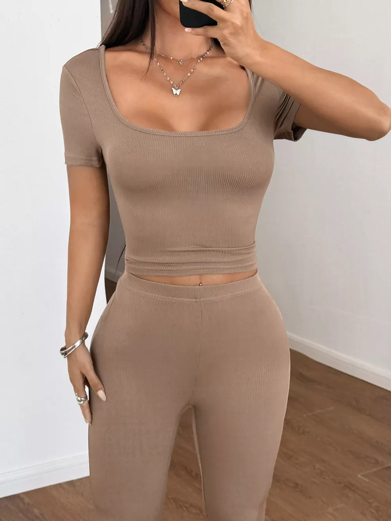 Short Sleeve Top And Leggings Set 5